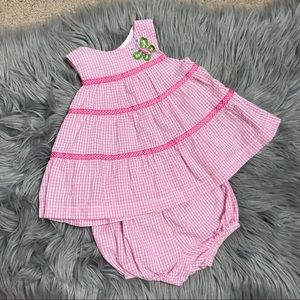 Gingham little bitty baby girl outfit